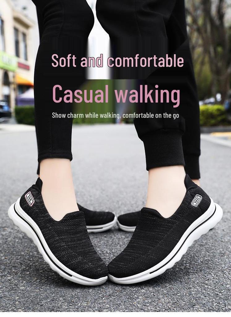 Women's Slip-On Fly-Knit Soft Sole Shoes for Middle-Aged and Elderly