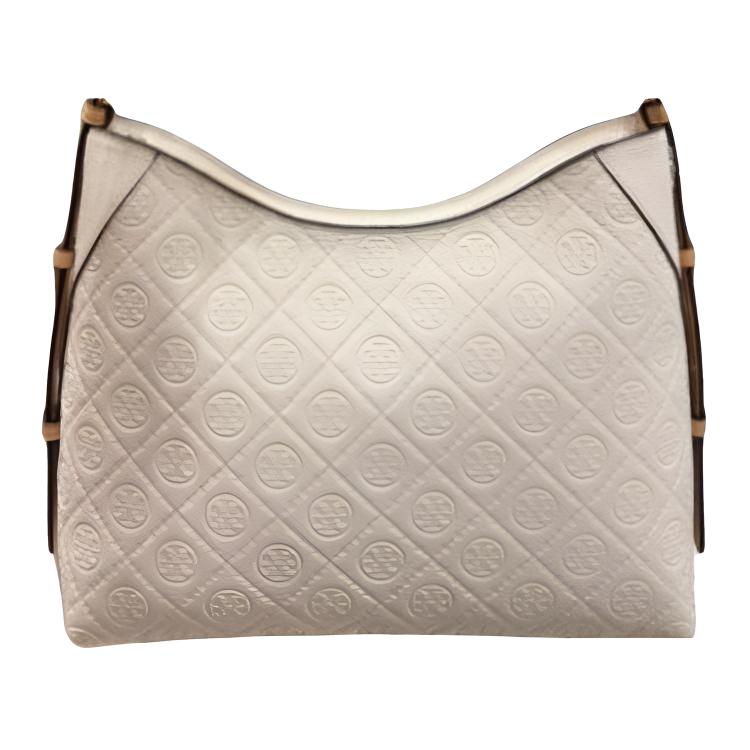 Tory Burch T Monogram Brand Logo Embossed Messenger Bag With Pocket Women Shoulder Bag Warm-White 169374-100