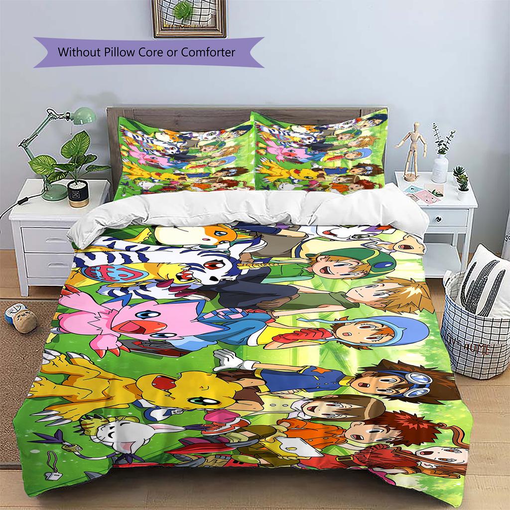 Digimon Collage Duvet Cover & Pillowcases, Digimon Fan Bedroom Bedding, Perfect Gift.chl
