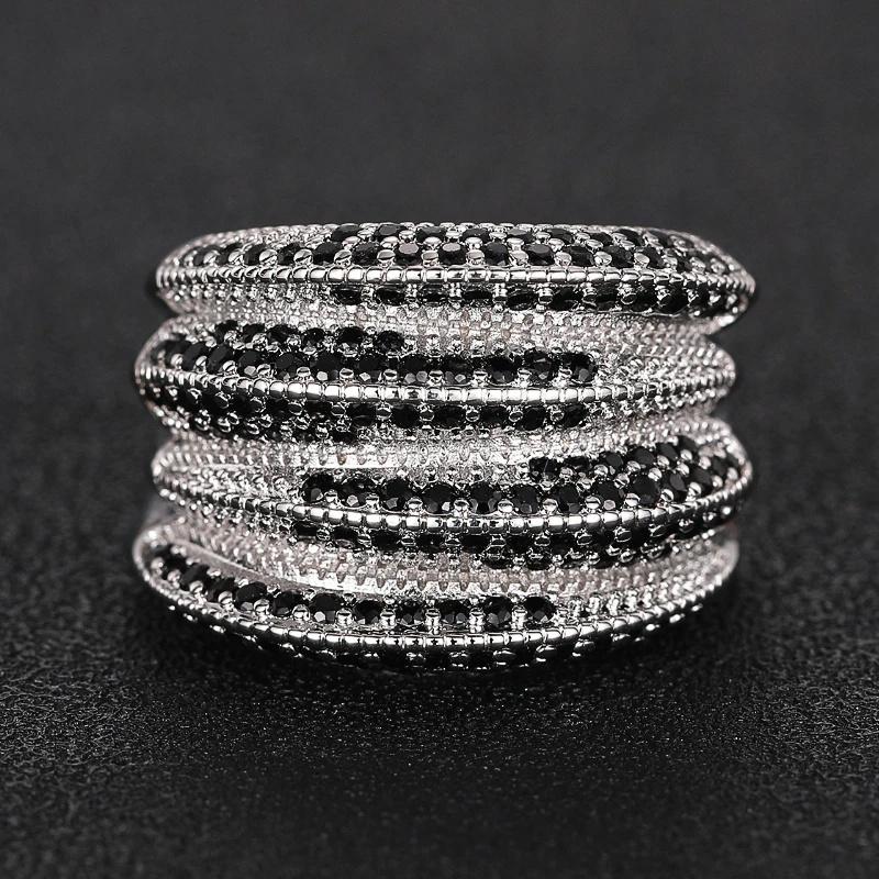 

Huitan Hot Fashion Rings for Women Luxury Elegant Shiny Black CZ Finger Accessories Delicate Bright for Wedding Bridal 9