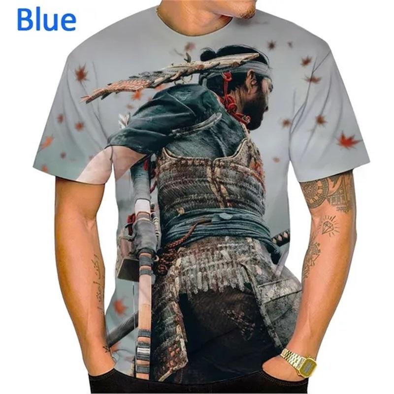 T-shirt Grafiche Calde Gioco Ghost Of Tsushima Stampa 3D Casual Manica Corta Magliette Stampa Integrale T-shirt Oversize Streetwear