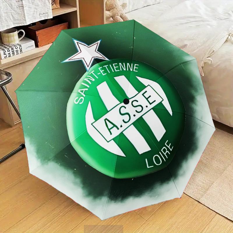 Saint-etienne Football Club Automatic Folding Umbrella - 8-Rib Travel Umbrella with Auto Open/Close & Portable Gifts for holidays or birthdays