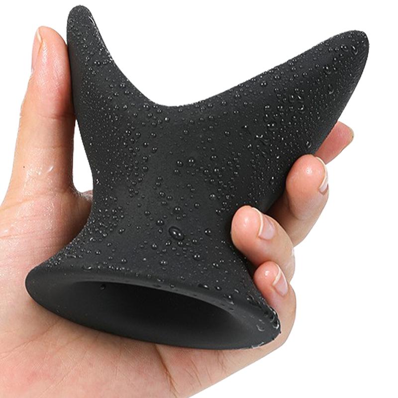 Soft Hollow Silicone V-Shaped Anal Plug To Expand Anal Endoscope Couple Training Anal Hollow Anal Plug Black Sex Toys