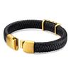 Gold Plated Black Retro Leather Rope Bracelet Gift for Boyfriend
