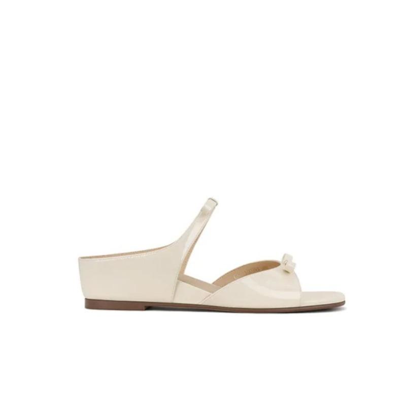 

Inside High Wedge Flip Slippers Women Summer Outside Wear French Girls Flat Bow Sandals 35 белый