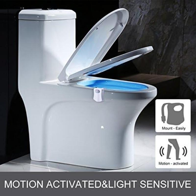 16-Color Motion-Sensing Toilet Seat Night Light with Motion Sensor Toilet Light LED RGB Night Light for Bathroom,Battery Not Included