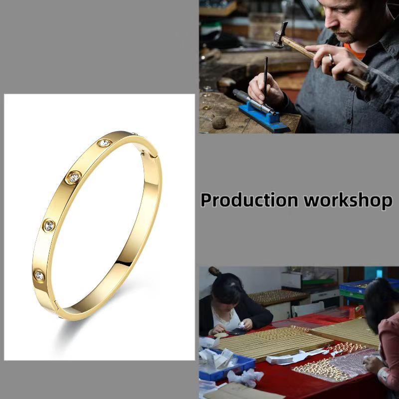 Simple Fashionable Titanium Steel & Stainless Steel Women's Diamond Inlaid Bracelets Non-Fading Accessories