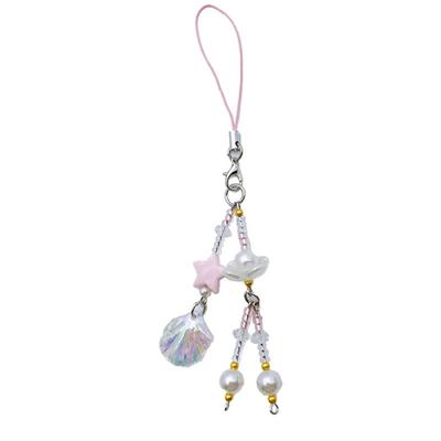 Star Beaded Cellphone Strap Colorful Lasers Shells Phone Chain Handmade Detachable Lanyard Long Tassels Pendant for Bag