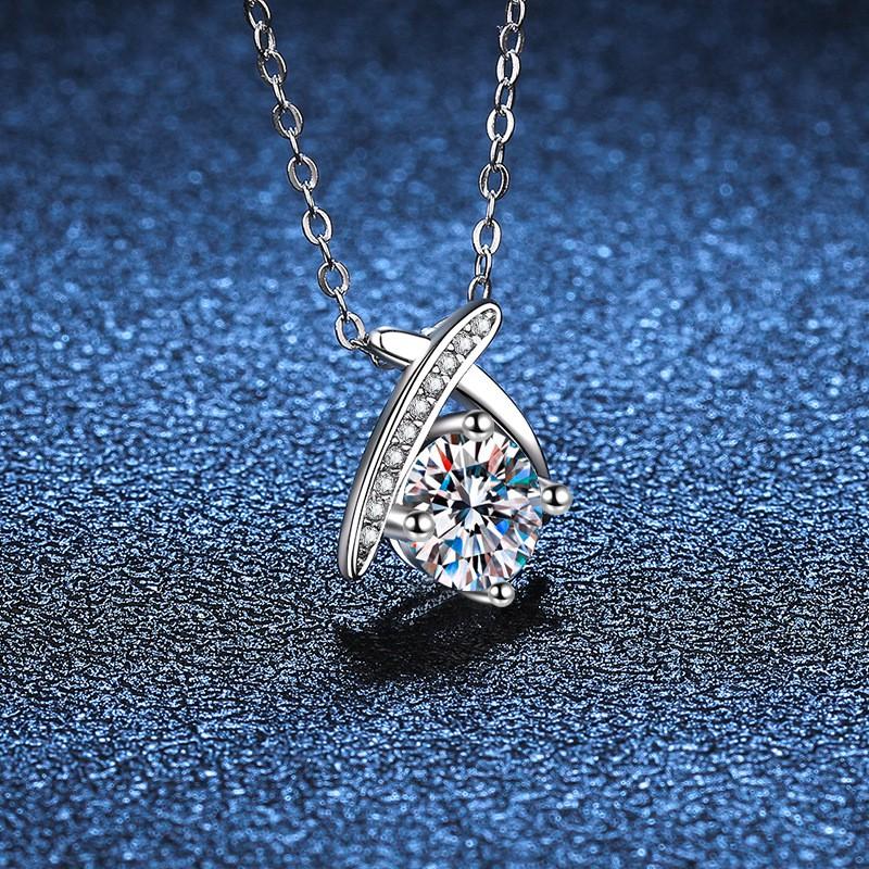 Womens 1ct D Color Moissanite Pendant Necklace Plated Heart Jewelry