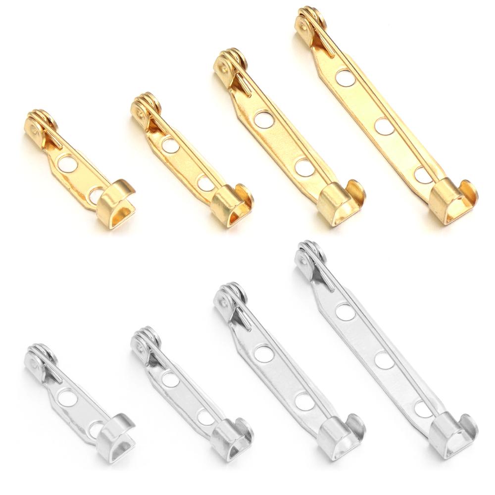 10-20pcs/Lot 316 Stainlesss Steel Brooch Base Pins Clasps 17 19 25 32mm With 2 Hole For Women DIY Jewelry Making Findings