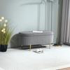Bench with Flip-Top Lid and Storage Space, Fabric Cover, Wood, Metal, Grey+Gold-colored