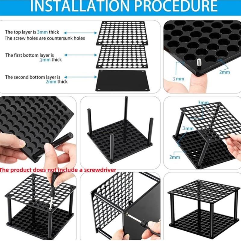 Large Capacity Clear/Black Acrylic Pen Holder For Artists Crafters With 96 Hole Easy Assembly Multipurpose Pen Holder