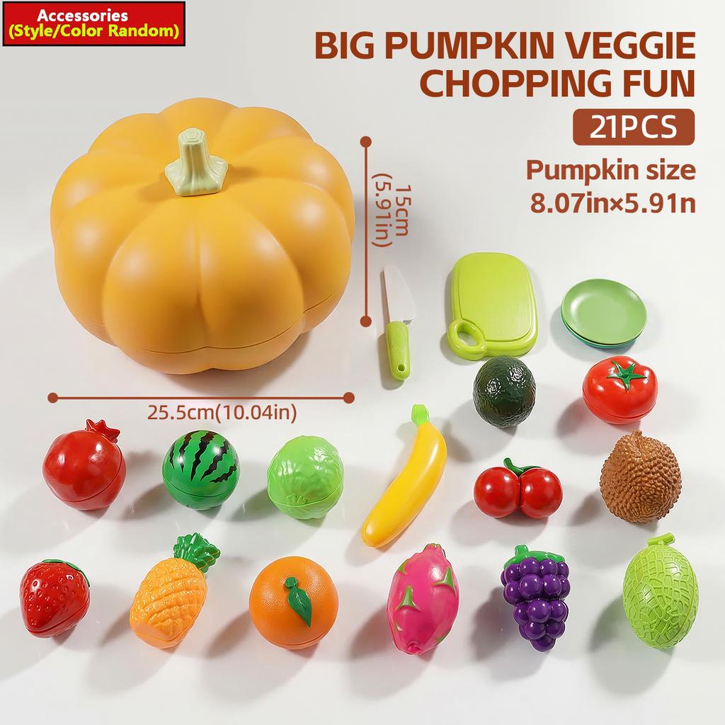 Kids's Kitchen Toy Set Simulated Fun Fruit Cutting Seafood Set Pumpkin Storage Box Detachable Large Capacity Halloween Gifts