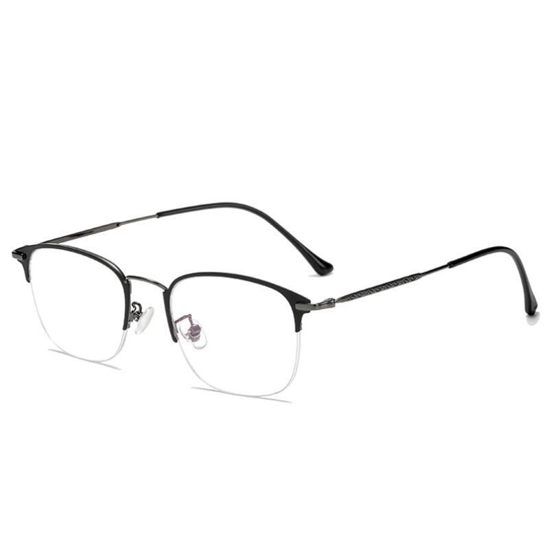 Metal Photochromic Gray Lens Prescription Glasses Half Frame Square Eyewear for Women Men 0 to -6 0
