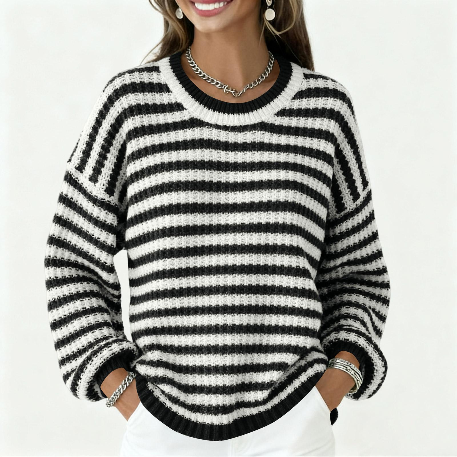 Women s Casual And Fashionable  Long Sleeved Knitted Top Sweater L чёрный