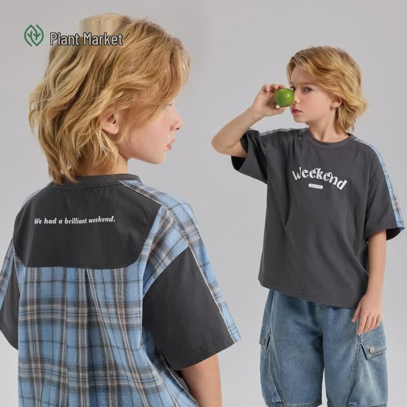 Boys Pure Cotton Letter Print T-Shirt 170
