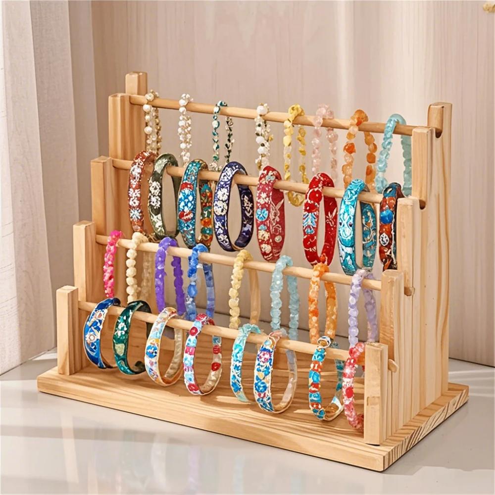 Space Saving Wooden Jewelry Display Stand Multi-functional Jewelry Display Rack Bangle