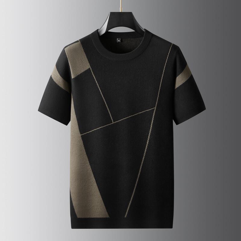 Dibinze Men's Plus Size Geometric Color-Block Casual Pullover Sweater