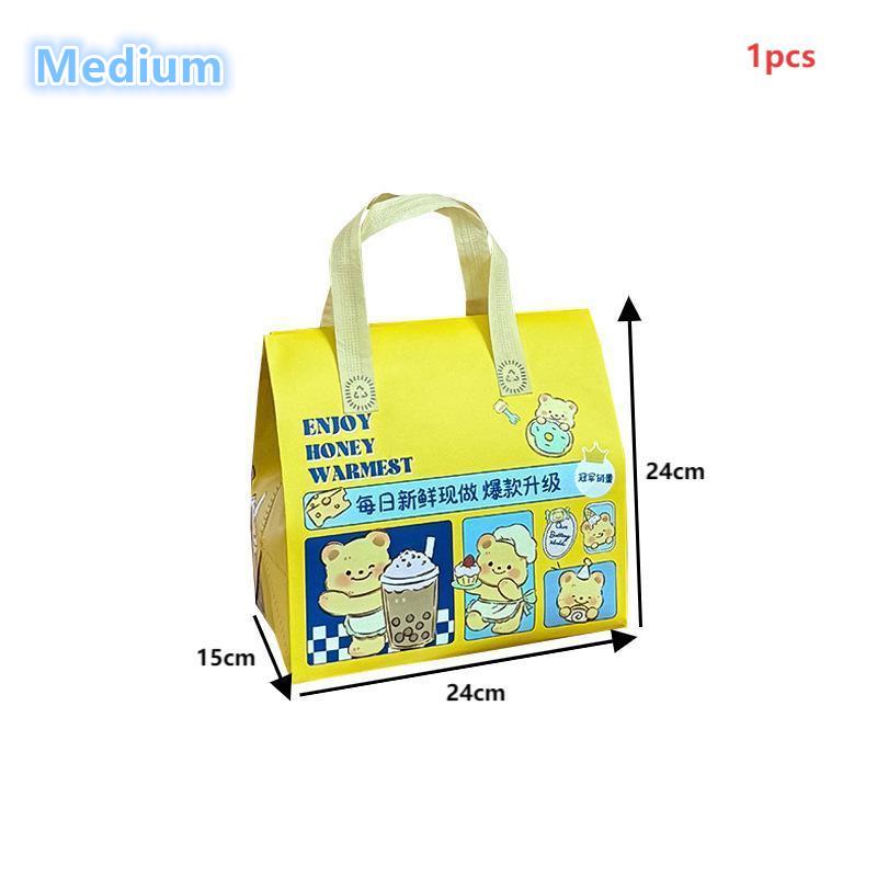 Milk Tea Coffee Beverage Insulated Bag, Aluminum Foil Dessert Bento Bag, Reusable Food Cake Drinks Package Handheld Bag, Non Wov