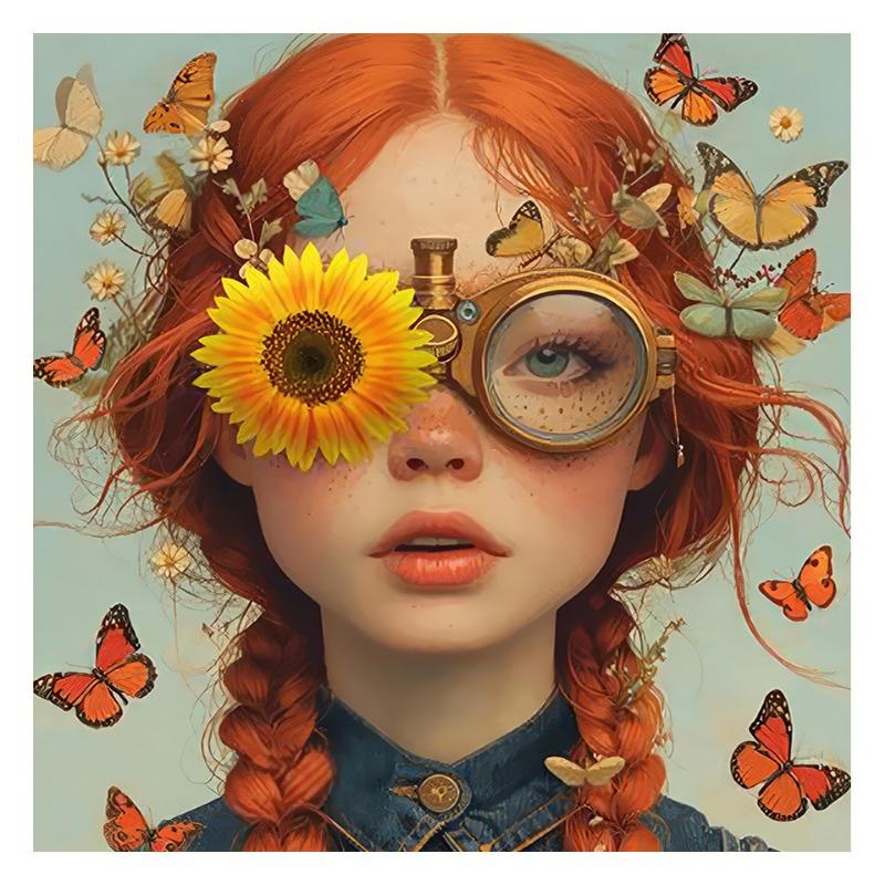 Beautiful Woman with Glasses Flower Canvas Wall Art Painting Posters and Prints Women Wall Art Picture Room Decor Picture
