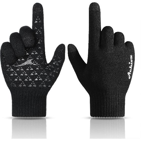 Achiou Winter Gloves for Men and Women, Touchscreen Soft Knit Gloves