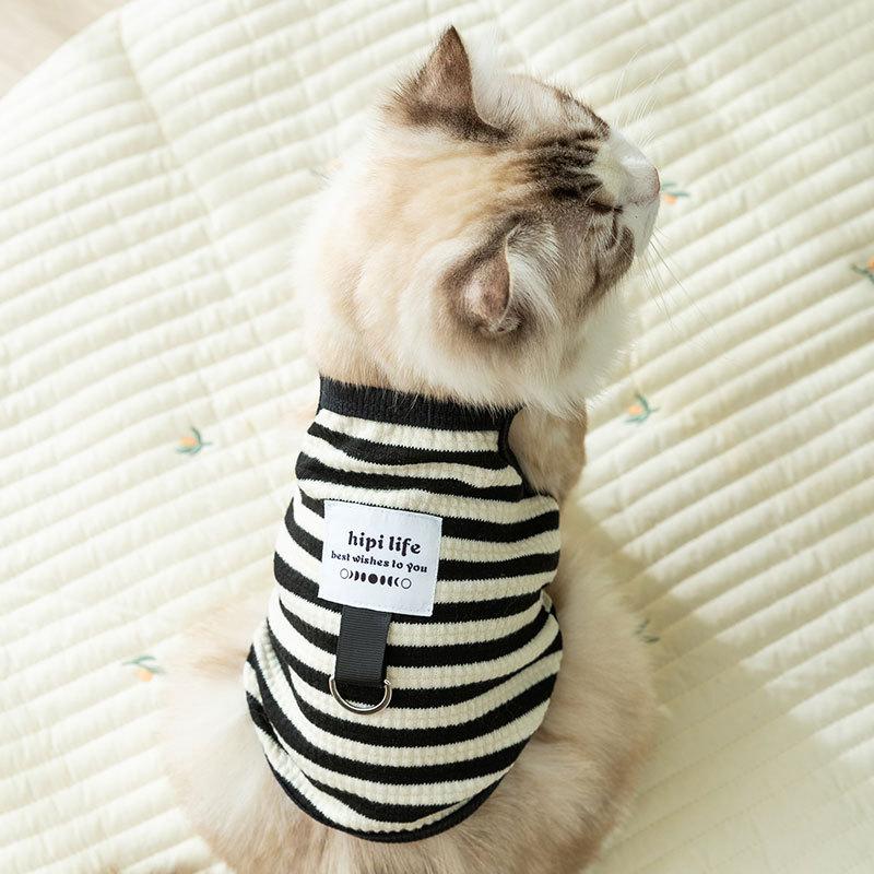 

Simple Striped Cat Sling Can Trace Summer Thin Two-legged Vest Small and Medium Dogs Dog Pet Cat Clothes XXL (recommended weight 15-10kg)