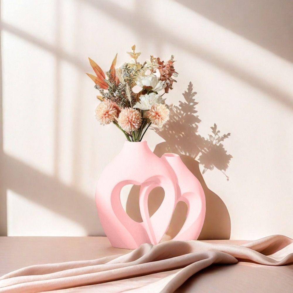 Resin Hydroponic Flower Holder Modern Flower Utensils Desktop Ornament Heart Vase  Desktop
