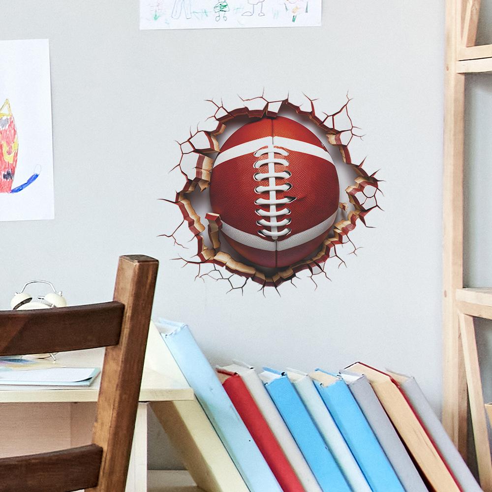 Fun-f108 Broken Wall Rugby Children's Bedroom Study Home Beautification Wall Sticker