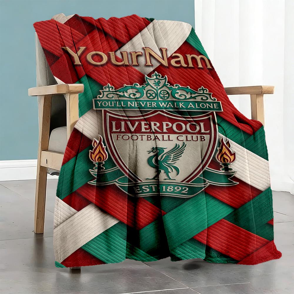 Liverpool Customize Text Blanket Cozy Personalized Blanket Soft Warm Cozy Suitable for Couch Home Decor Office Chair Bedding for All Occasions