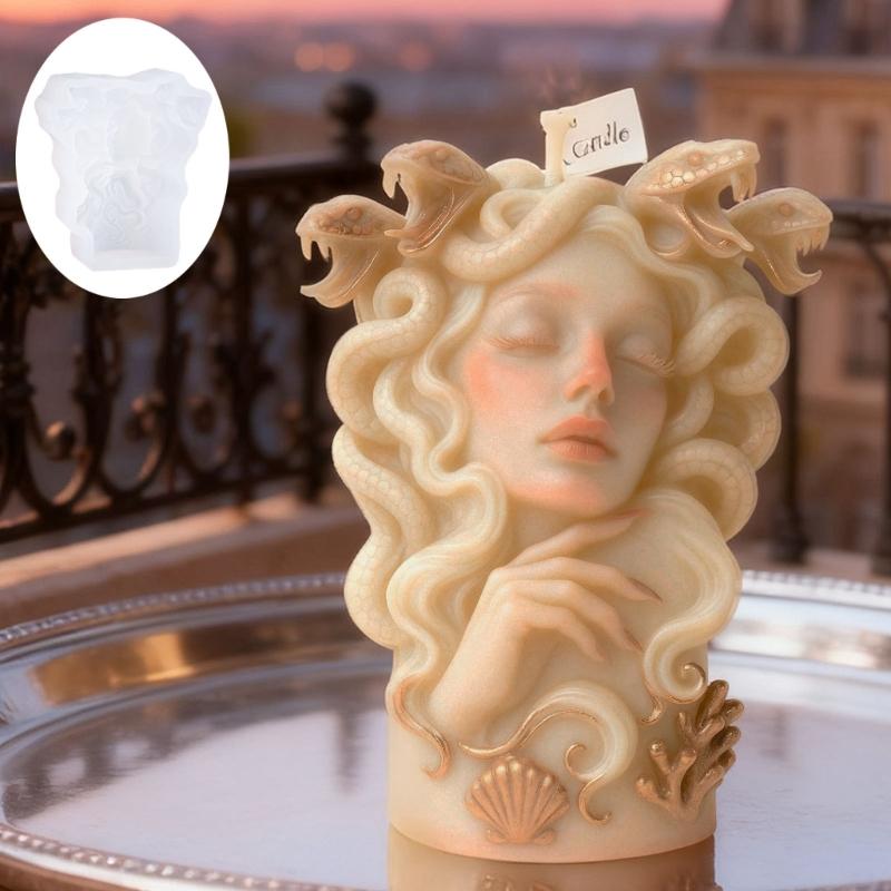 Medusa Girl Statue Silicone Candle Mold Multipurpose Silicone Mould for Making Candle Soap Home Decoration Resin Casting