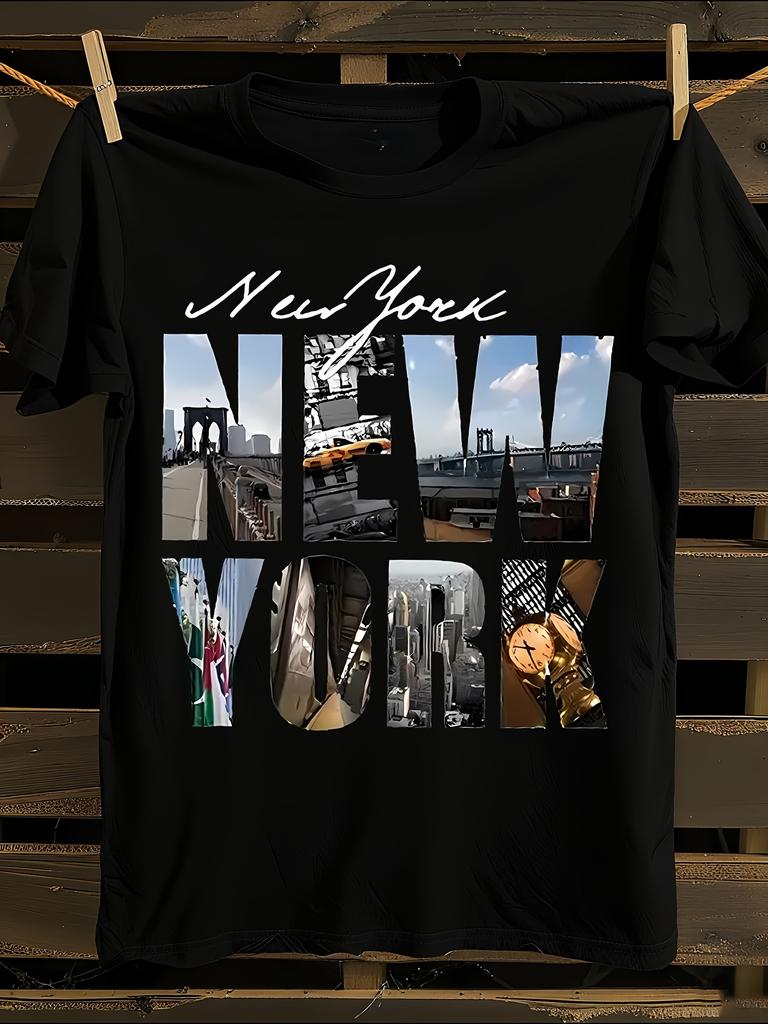 Vintage 1976 New York NYC Skyline T-Shirt Mens Tshirt Womens Tshirts with Letters Print Short Sleeves T-Shirt Casual Street Tee Shirt Top