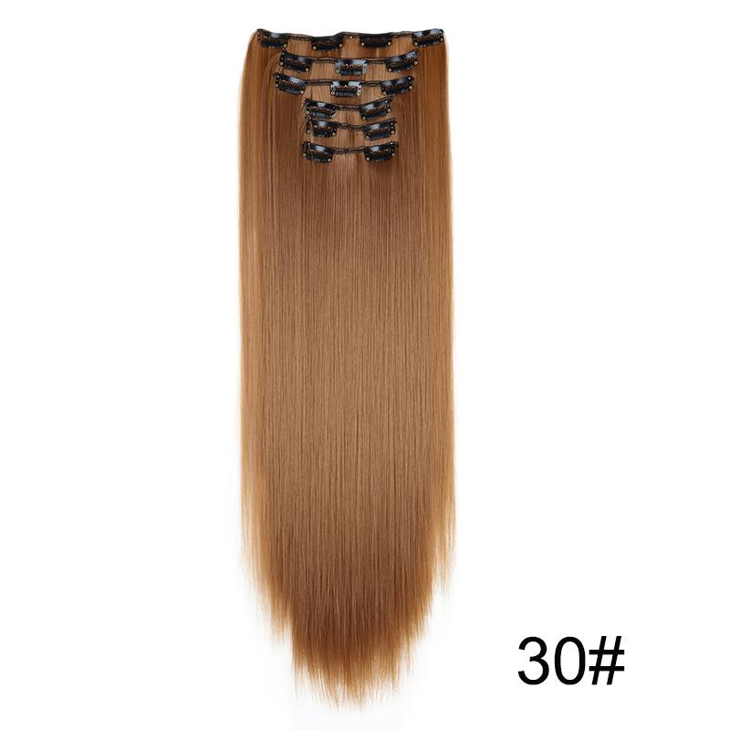 Synthetic 6pcs/set Long Straight Clip-in Hair Extension Invisible Seamless Extension Black Brown Hairpiece for Women 2028