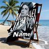 Custom Name Personalized American singer Print Beach Towel, for Trip Camping Beach Party Home Decor, Birthday Gift for Family & Friends