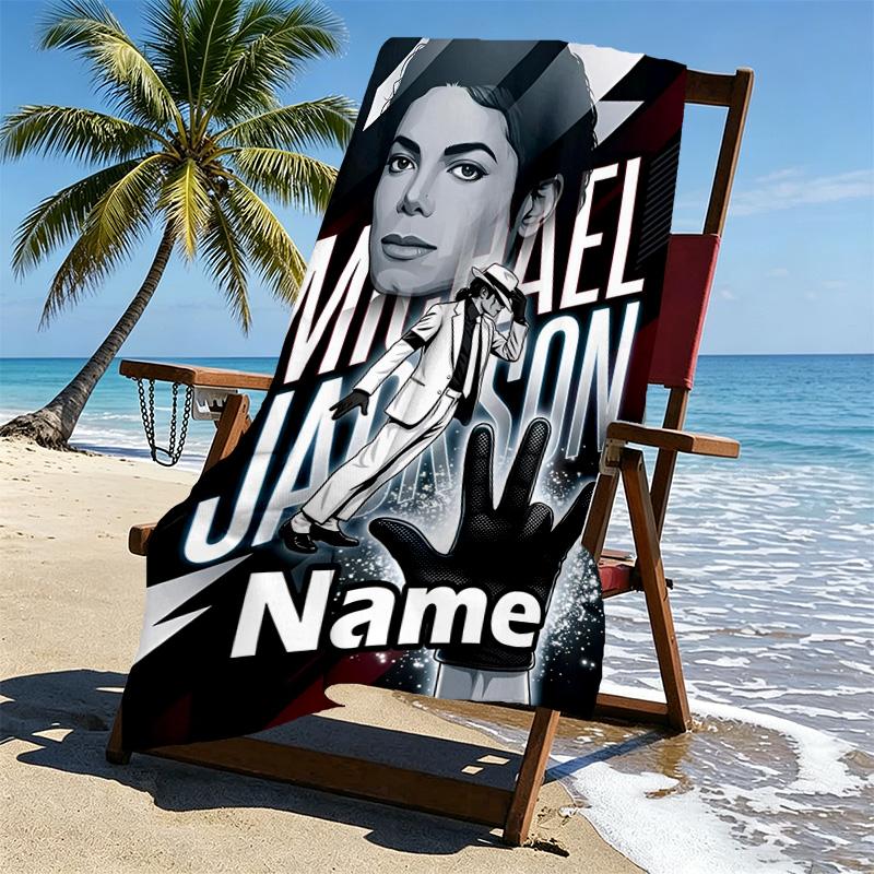 Custom Name Personalized American singer Print Beach Towel, for Trip Camping Beach Party Home Decor, Birthday Gift for Family & Friends