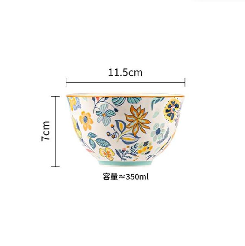Flower Pattern Ceramic Plates Home Porcelain Tableware Exquisite Fruit Salad Plates Kitchen Accessories Dinner Plates and Dishes