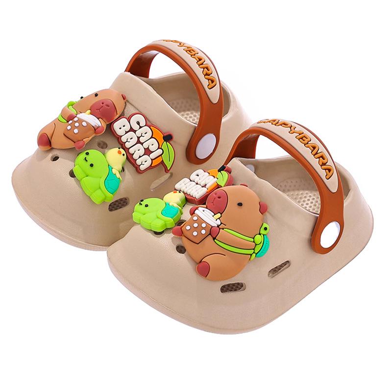 Capybara Boys' Closed-Toe Summer Sandals: Non-Slip Indoor Baby Shoes with Soft Soles.