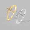 Luxury Trend Super Flash Micro-inlay Zircon Winding Cross Adjustable Opening Rings for Women Stainless Steel Finger Jewelry Gift