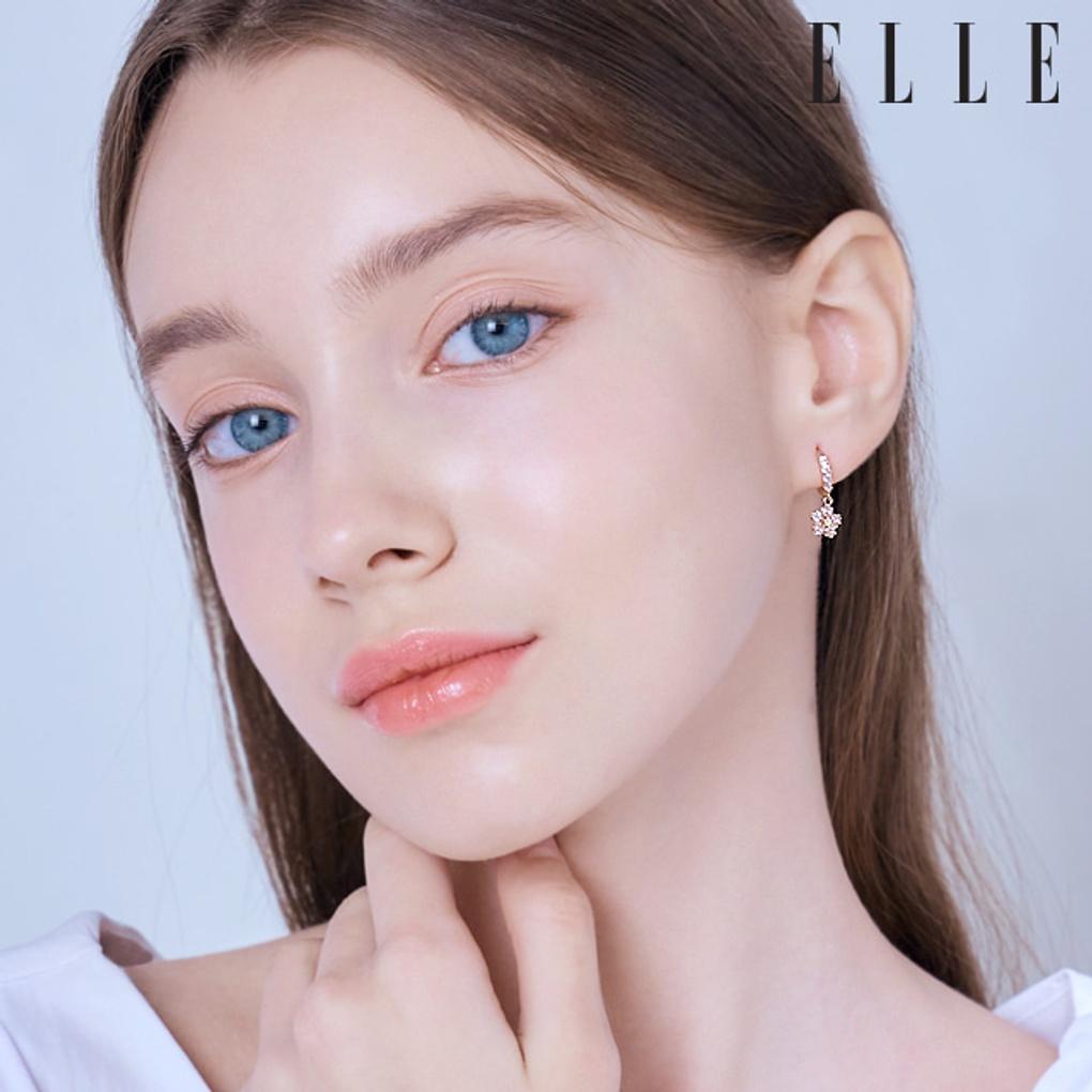 14K Blossom Cubic One-Touch Earrings (Gold Pin) ELGPEE426