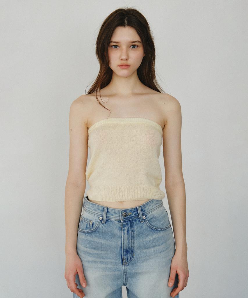 CITTA Double Layered Vneck Tube Top Knit Set_Ctk258(5Color)
