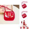 Joyful Children's Red Coin Purse Made Of Breathable Nylon Featuring Lucky Charm Design