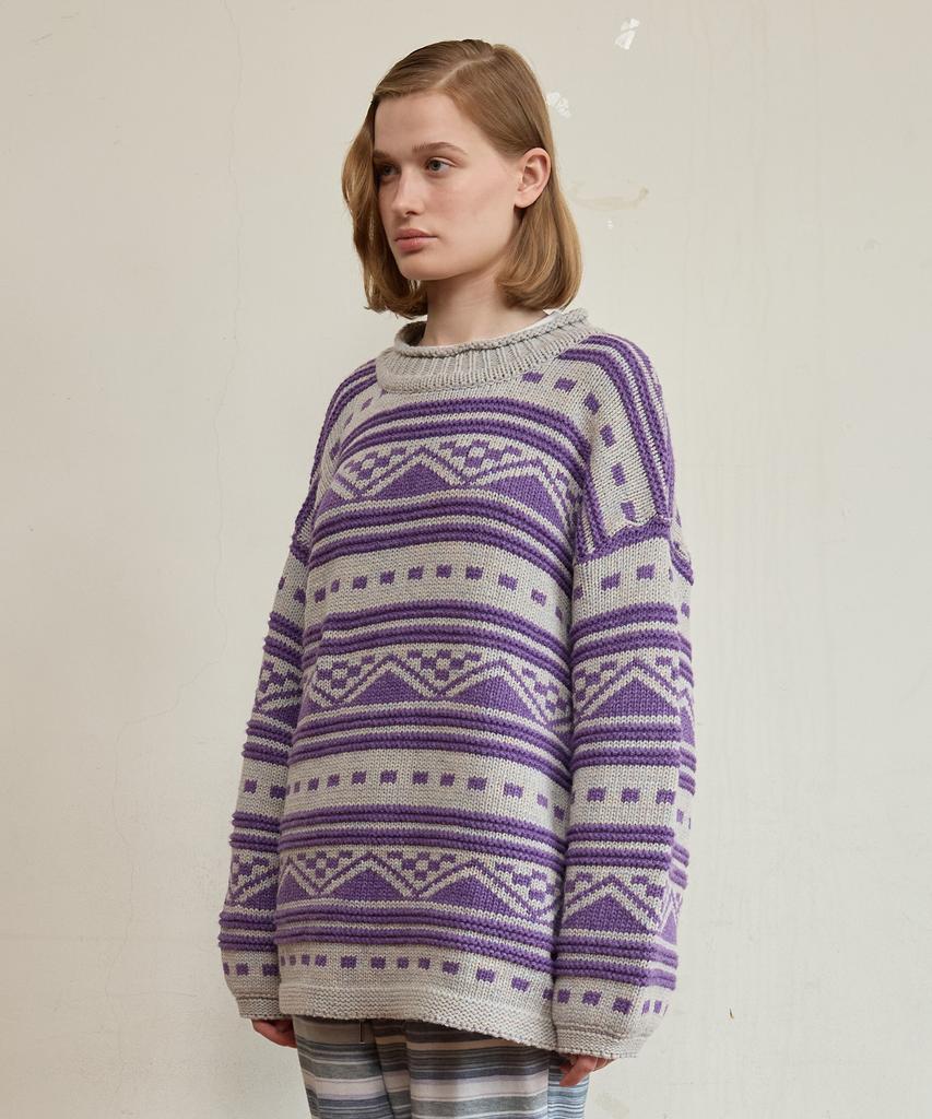 FUNFROMFUN Nomad Fair Isle Pullover, Violet