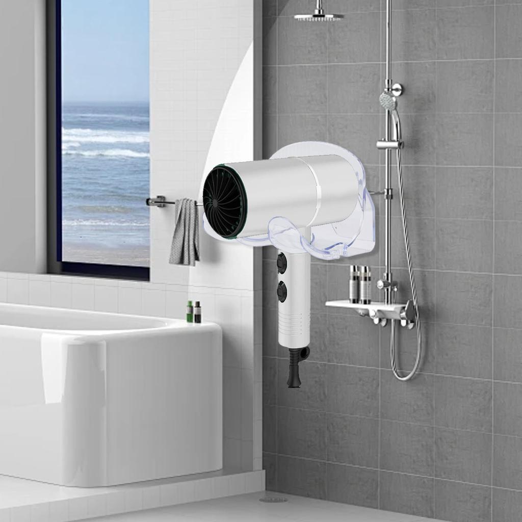 Hair Dryer Holder, Wall Mounted Hair Dryer Holder, No Drilling, Hair Tool with Space Saving Design, for Bathroom