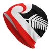 Maori Flag New Zealand Lover Skullies Beanie BlackRedWhiteGray Cultural Design with Fern Leaf Symbol Soft Stretchy Sport H