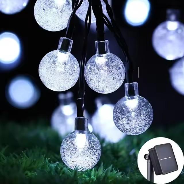 20/50/100Balls Garden Solar Lights 8 Modes Waterproof String Lights Outdoor Fairy Lights Globe Crystal Balls Decorative Lighting for Garden