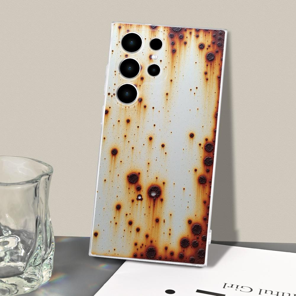 Retro Rusty Pattern Phone Case Transparent Soft TPU Phone Case for Samsung Galaxy S25 2024 S23 S22 S21 S20 Note 20 FE Ultra Plus