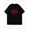 White T Shirt With Love Tree Heart Pattern And Love Grows Text For Casual Wear