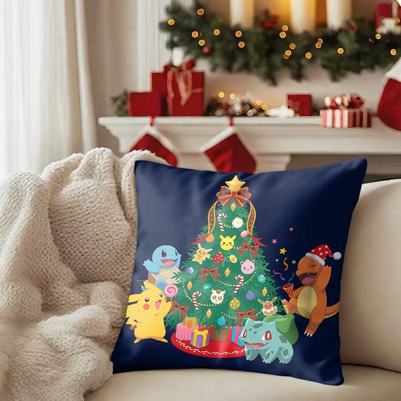 Pikachu Wears a Hat and Cute Christmas Pillow Case To Enhance the Sense of Home Atmosphere
