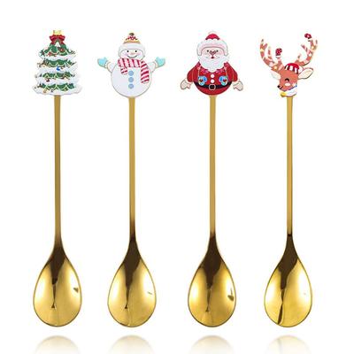 With Box Kids Spoon Set Stainless Steel Tea Scoops Coffee Spoons Christmas Stirring Spoon Teaspoon