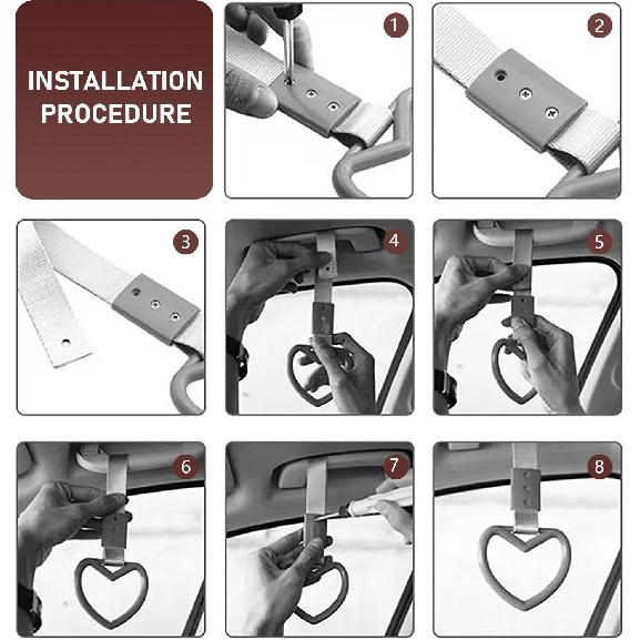 2 PCS Broken Heart Shaped Car Handle Straps Hang Ring, Rear Bumper Warning Ring, Multifunctional Drift Charm for Car (Red)