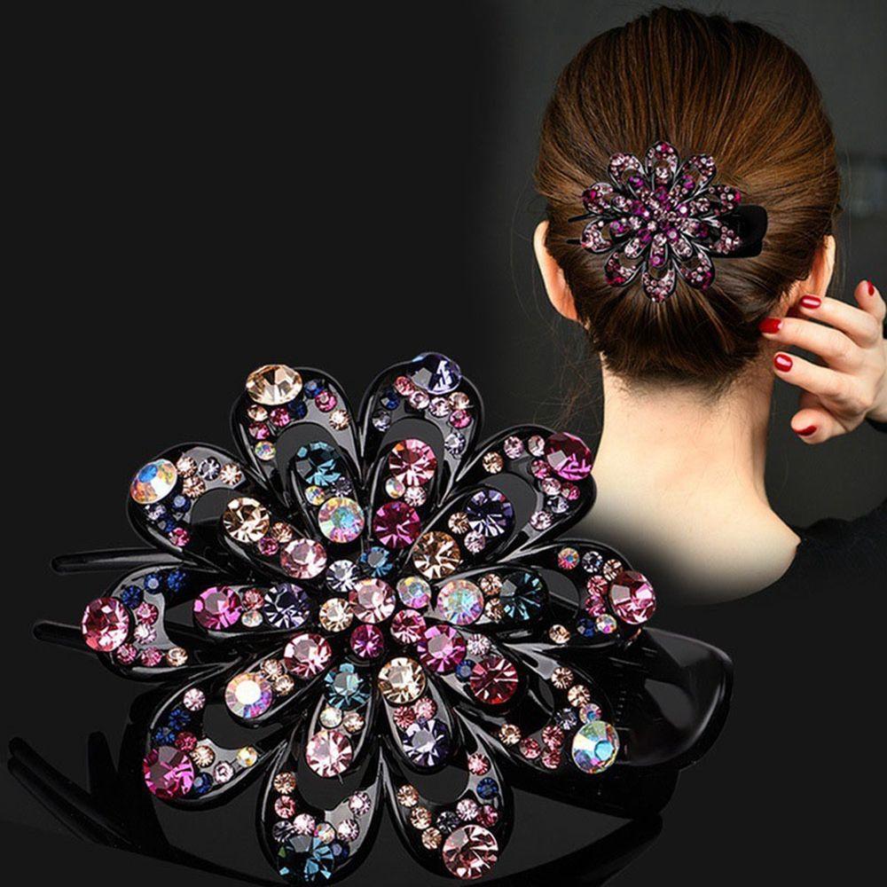 All-match Korean Style Hairpin Female Hair Accessories Rhinestone Duckbill Clip Flower Hair Clip
